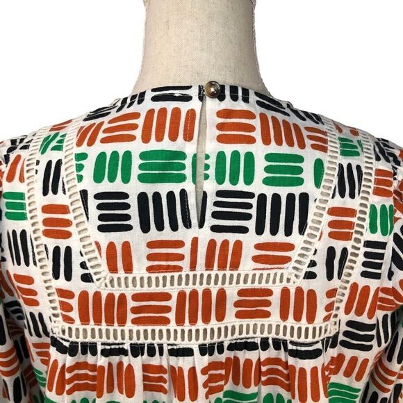 The Odell’s Kylie Blouse Anthropologie Crop Green Motiff Size XS NWOT - Picture 9 of 13